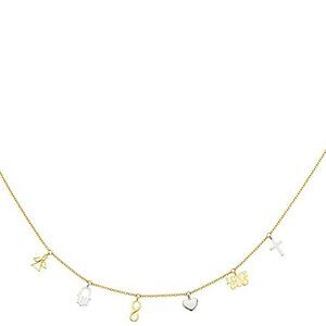 14K Gold Dangling Chain Lucky Necklace